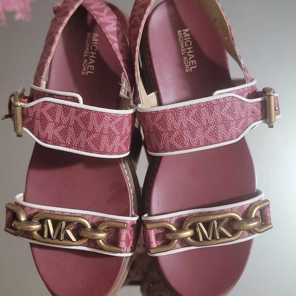 Michael Kors Red Sandals with Gold Accents New With No Box